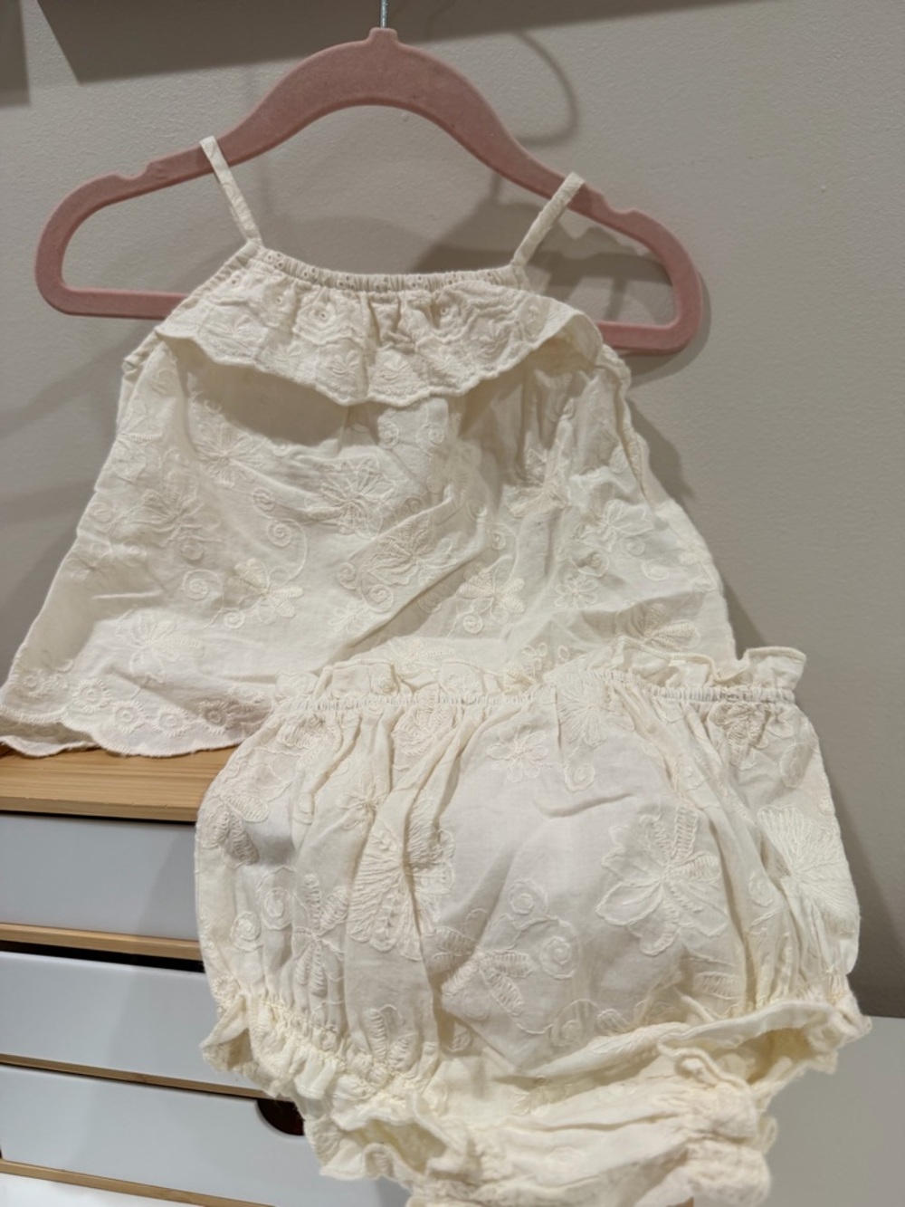 GAP Cream Embroidered Cotton Girls Matching Set